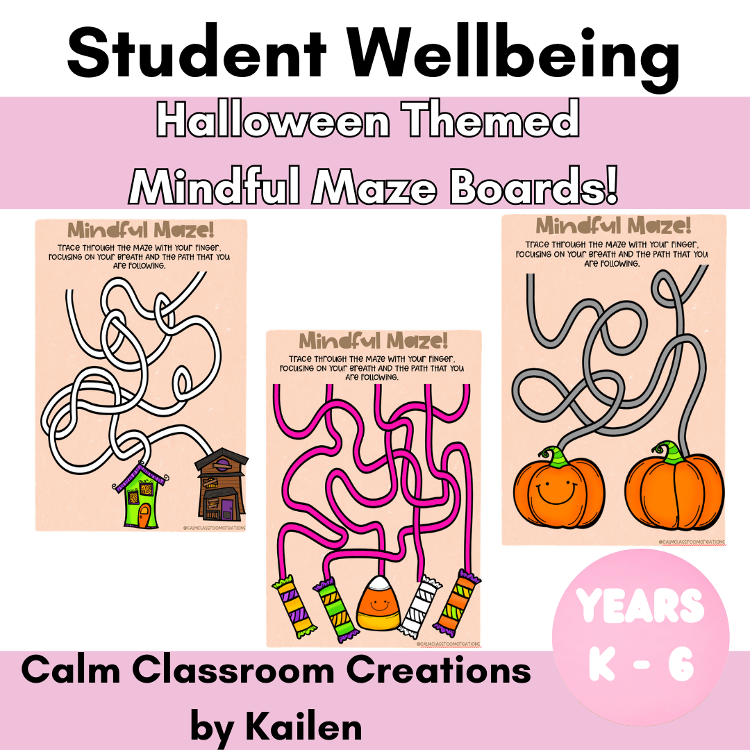 Student Wellbeing | Halloween Themed | Mindful Maze Boards