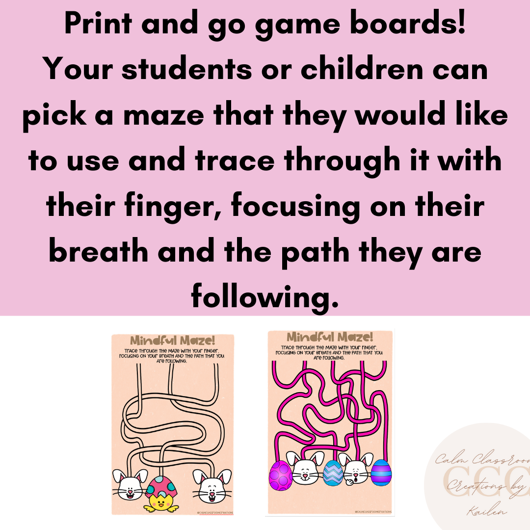 Mindful Maze Boards | Student Wellbeing | Easter Themed | Zones and Emotions