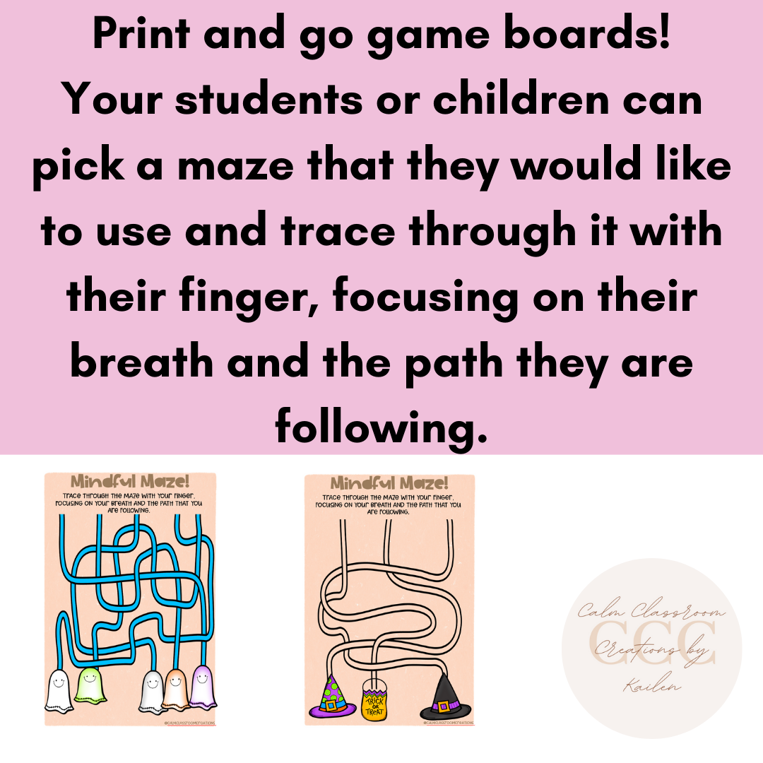 Student Wellbeing | Halloween Themed | Mindful Maze Boards