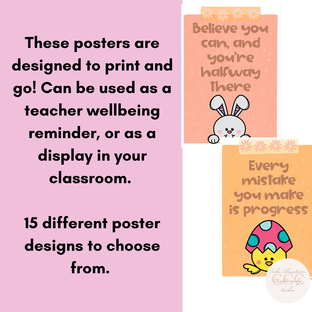 Student and Teacher Wellbeing | Growth Mindset Posters | Easter Themed!