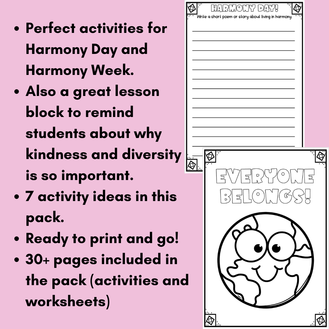 Harmony Day | Harmony Week | Activity Pack | Print and Go!