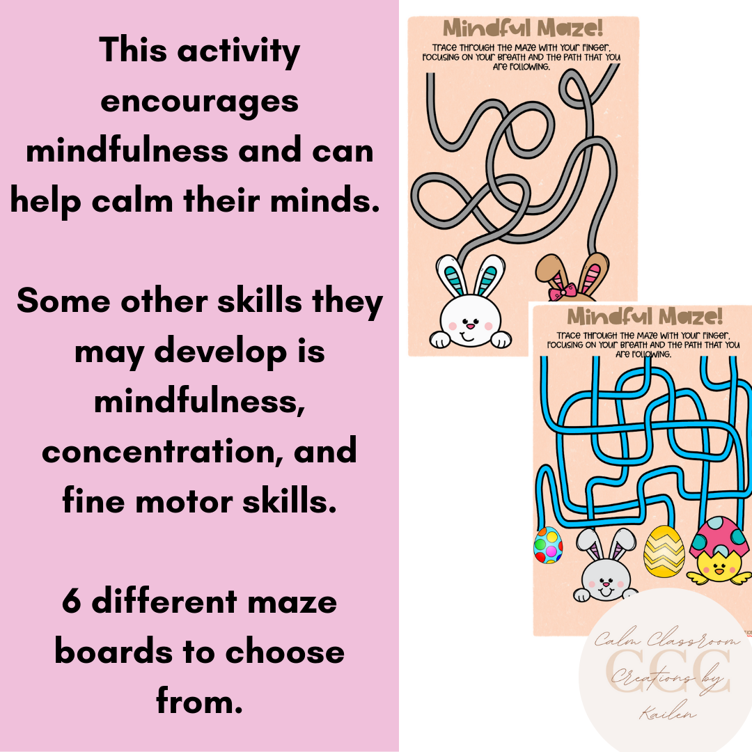 Mindful Maze Boards | Student Wellbeing | Easter Themed | Zones and Emotions