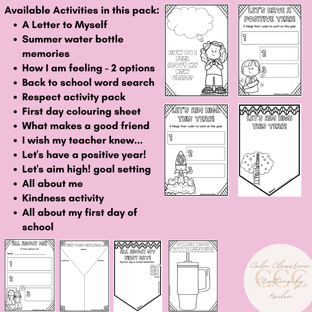 Student Wellbeing | Back To School Activity Pack | BUNDLE AND SAVE!