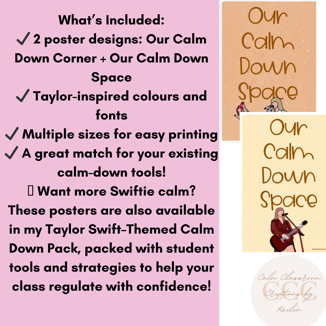 Student Wellbeing | Calm Down Posters | Taylor Swift Themed!