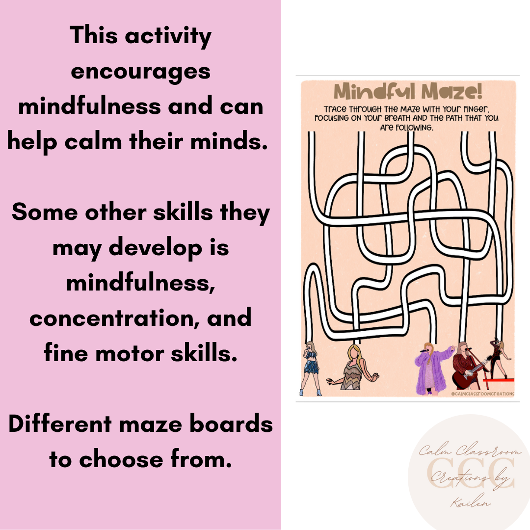 Student Wellbeing | Mindful Maze Boards | Taylor Swift Themed