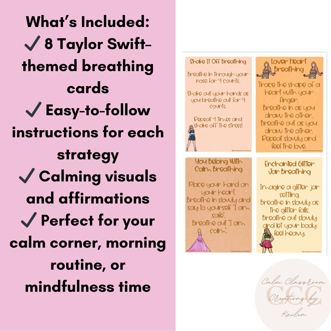 Student Wellbeing | Breathing Cards | Taylor Swift Themed