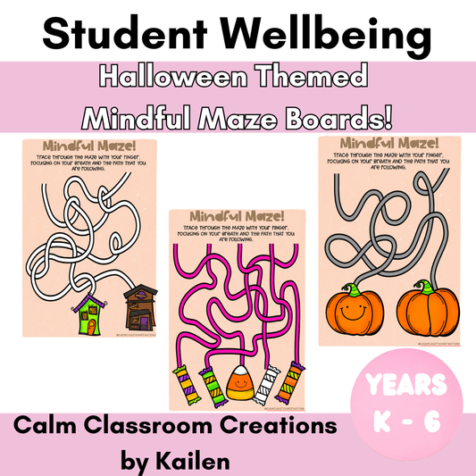 Student Wellbeing | Halloween Themed | Mindful Maze Boards