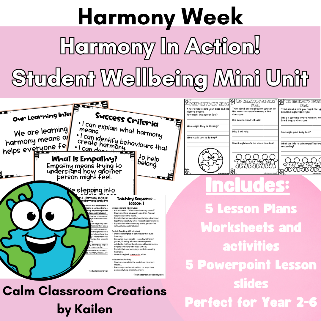 Harmony in Action: 5-Lesson Student Wellbeing Mini Unit for Years 2–6