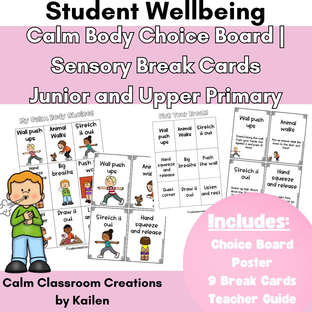 Calm Body Choice Board | Sensory Break Cards | Junior & Upper Primary
