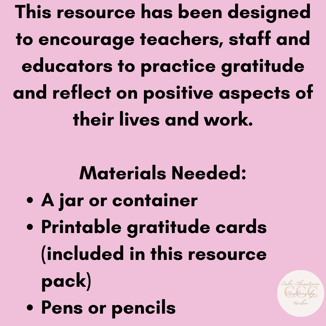 Teacher Wellbeing | Gratitude Jar Reflection Printouts