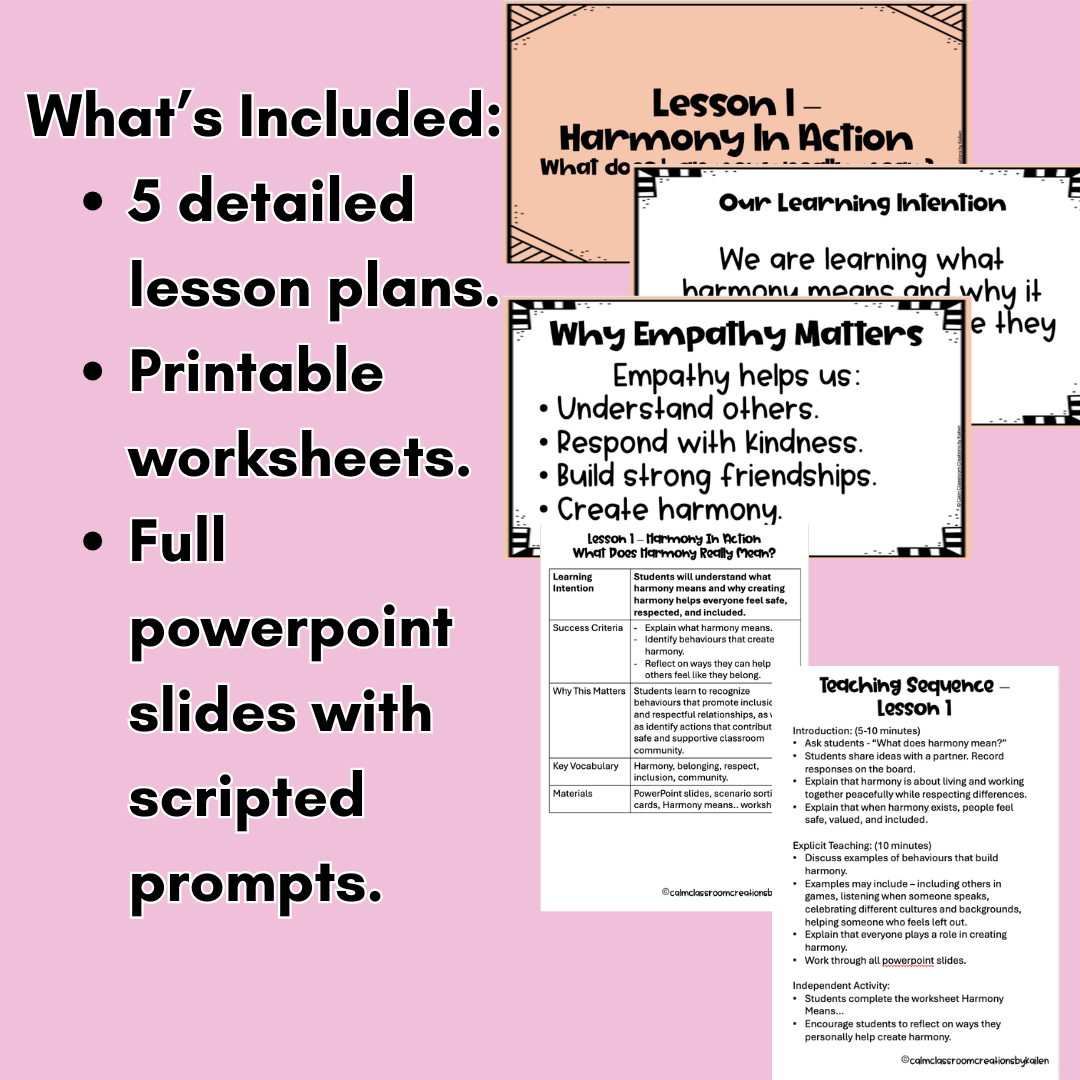 Harmony in Action: 5-Lesson Student Wellbeing Mini Unit for Years 2–6