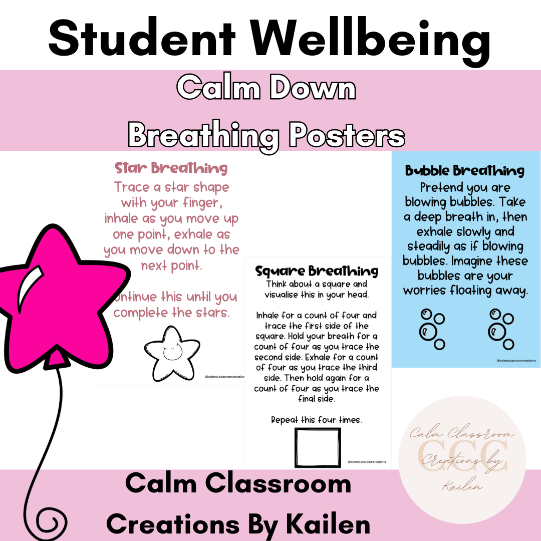 Calm Down Breathing Posters | Student Wellbeing