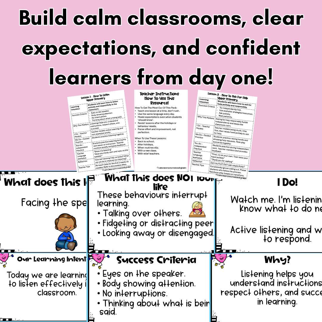 Back To School EDI Expectation Lessons | Upper Primary